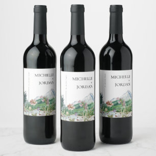 Rótulo De Garrafa De Cerveja Flor de Campo Montanhesa Rústica   Casamento Boho 