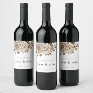 Rótulo De Garrafa De Cerveja Flor marrom russo