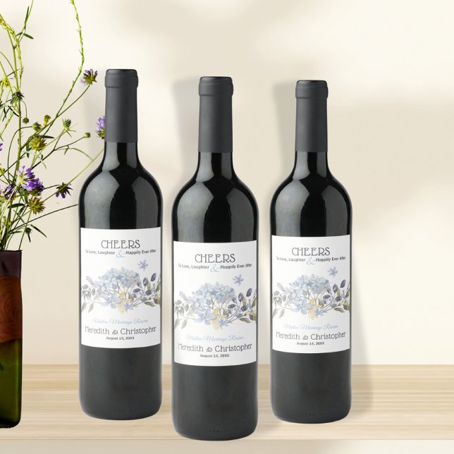 Rótulo De Garrafa De Cerveja Florais Azuis Dusty (Criador carregado)