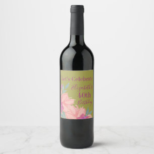Rótulo De Garrafa De Cerveja Florais cor-de-rosa suave em verde