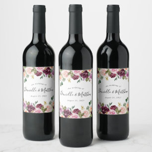 Rótulo De Garrafa De Cerveja Florais Rústicos e Temperamentais Casamento Pers