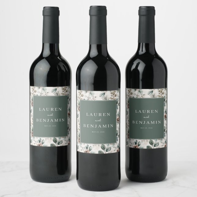 Rótulo De Garrafa De Cerveja Florais Verdes Elegantes (Garrafas)