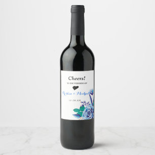 Rótulo De Garrafa De Cerveja Floral azul do quadro Dourado geométrico o vinho