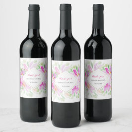 Rótulo De Garrafa De Cerveja Floral Boêmian Verde Rosa