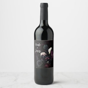 Rótulo De Garrafa De Cerveja Floral Branco Romântico Sombrio para Casamento
