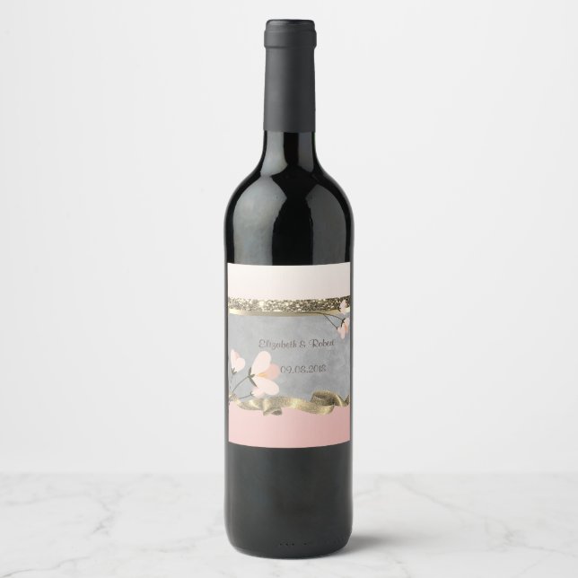 Rótulo De Garrafa De Cerveja Floral Chic Elegante (Frente)