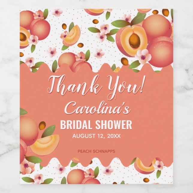 Rótulo De Garrafa De Cerveja Floral de Fruta Pêssego (Rótulo Único)