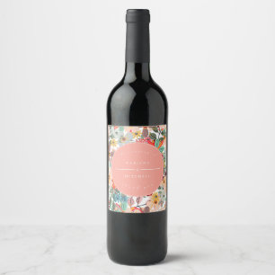 Rótulo De Garrafa De Cerveja Floral Romântico suave Rosa Verde pêssego