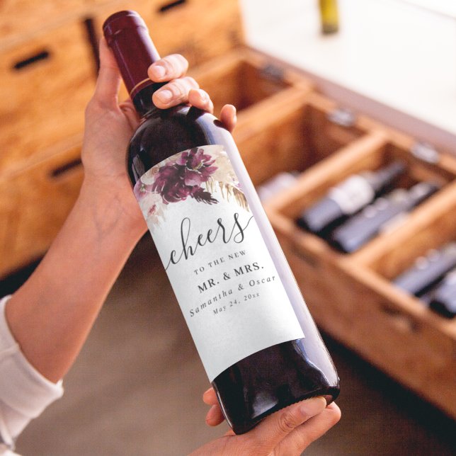 Rótulo De Garrafa De Cerveja Floral Rosa Blush Moderno Brilhante (Criador carregado)