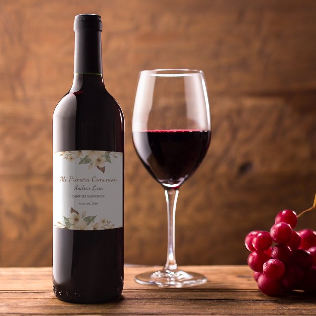 Rótulo De Garrafa De Cerveja Flores Amarelas Cutas Primeira Comunhão Espanhola (Criador carregado)