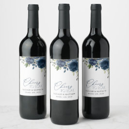 Rótulo De Garrafa De Cerveja Flores Azuis marinhos, Verde, Boho, Casamento Flor
