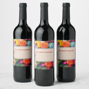 Rótulo De Garrafa De Cerveja Flores Bonitas Moldura Floral Rosas Tulipas Hortên