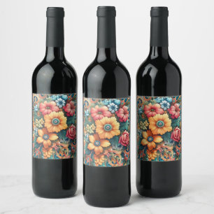 Rótulo De Garrafa De Cerveja Flores bonito