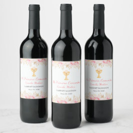 Rótulo De Garrafa De Cerveja Flores Cólvoras de Cama Primeira Comunhão Sagrada