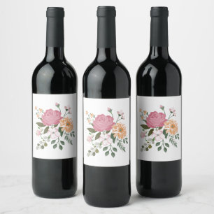 Rótulo De Garrafa De Cerveja Flores de aquarela