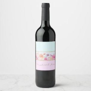 Rótulo De Garrafa De Cerveja Flores de Aquarela Modernas Listradas - Personaliz