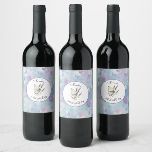 Rótulo De Garrafa De Cerveja Flores de Casamento Brancas Roxas Lavanda Azul