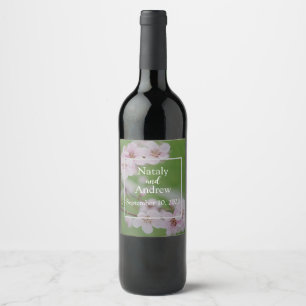 Rótulo De Garrafa De Cerveja Flores de cereja sobre fundo verde Casamento Flora