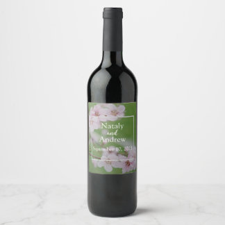 Rótulo De Garrafa De Cerveja Flores de cereja sobre fundo verde Casamento Flora