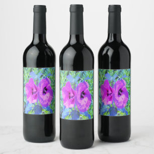 Rótulo De Garrafa De Cerveja Flores de Hibisco Roxo-Roxo-Violeta