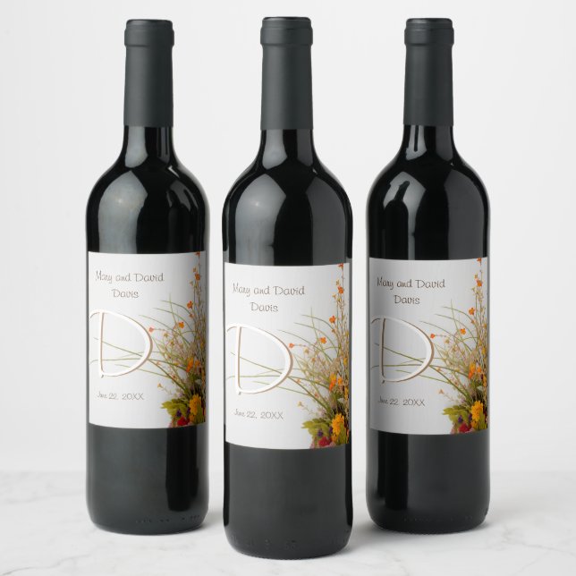 Rótulo De Garrafa De Cerveja Flores De Madeira Branca Para Vinhos De Casamento (Garrafas)