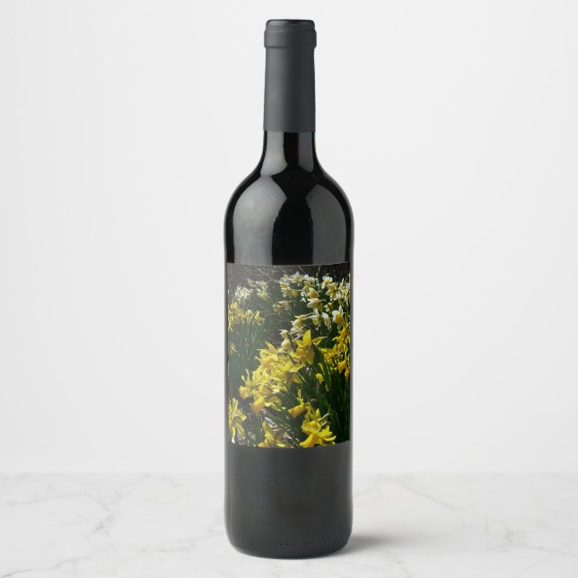 Rótulo De Garrafa De Cerveja Flores de primavera de Daffodils Amarelos e Branco (Frente)
