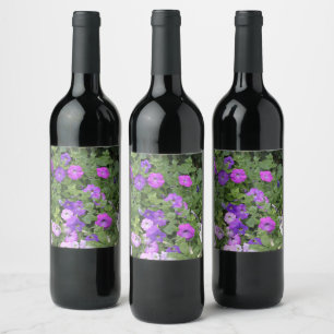 Rótulo De Garrafa De Cerveja Flores de primavera, Petunia Floral do Jardim Roxo