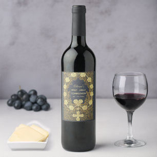 Rótulo De Garrafa De Cerveja Flores de Rosário da Primeira Comunhão Azul Vintag