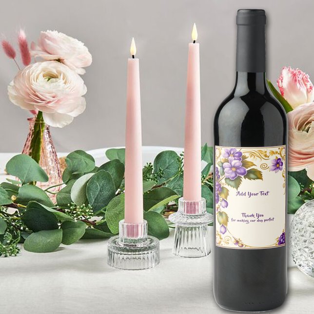 Rótulo De Garrafa De Cerveja Flores de Uvas Púrpuras para Casamento de Vinhas (Criador carregado)