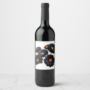 Rótulo De Garrafa De Cerveja Flores de veludo preto