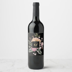 Rótulo De Garrafa De Cerveja Flores de Verão no Casamento Negro
