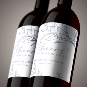 Rótulo De Garrafa De Cerveja Flores de Vinca Pérola Casamento Boho