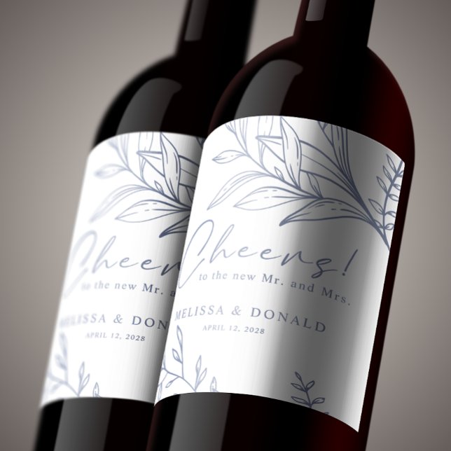 Rótulo De Garrafa De Cerveja Flores de Vinca Pérola Casamento Boho (Criador carregado)
