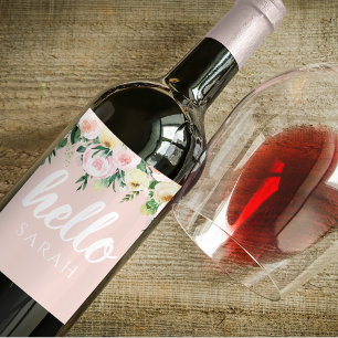 Rótulo De Garrafa De Cerveja Flores Rosa Modernas Do Pastel Olá E Você Chama