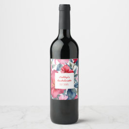 Rótulo De Garrafa De Cerveja Flores Rosa Vermelho Bachelorette Tropical  