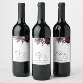 Rótulo De Garrafa De Cerveja Flores Roxas, Flores De Ameixa, Boho, Casamento Fl