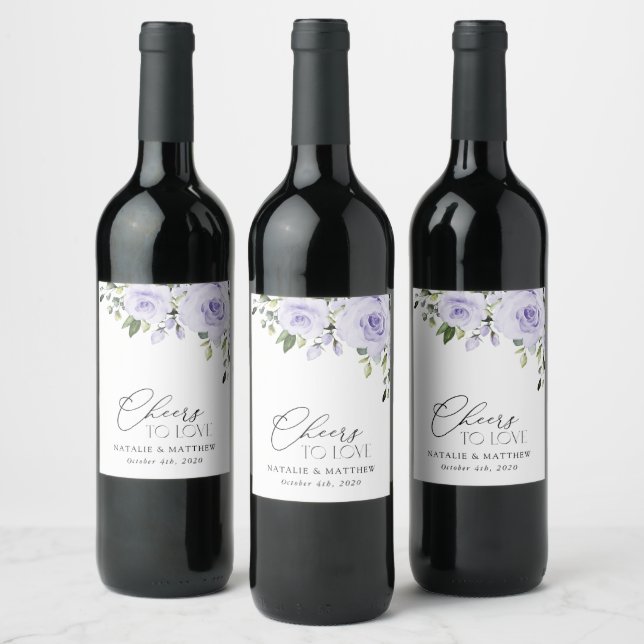 Rótulo De Garrafa De Cerveja Flores Roxas, Flores Lilás, Casamento Floral (Garrafas)