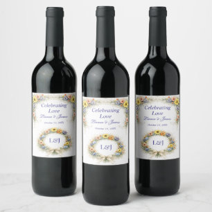 Rótulo De Garrafa De Cerveja Flores Selvagens Neutras Macias Casamento Marfim A