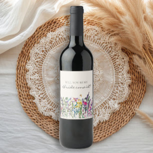 Rótulo De Garrafa De Cerveja Flores Silvestres Aquarela Creme Proposta de Dama