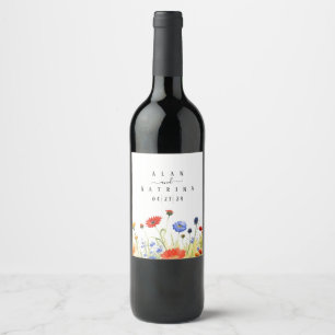 Rótulo De Garrafa De Cerveja Flores Silvestres do Prado de Primavera
