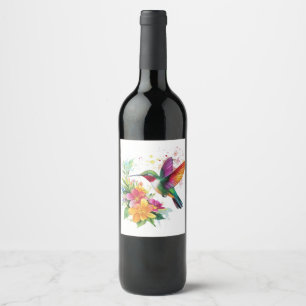 Rótulo De Garrafa De Cerveja Flores Tropicais De Hummingbird