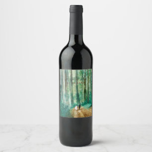 Rótulo De Garrafa De Cerveja Floresta de Watercolor com floresta