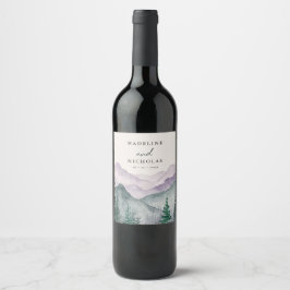Rótulo De Garrafa De Cerveja Floresta Nebulosa da Montanha Casamento em Aquarel