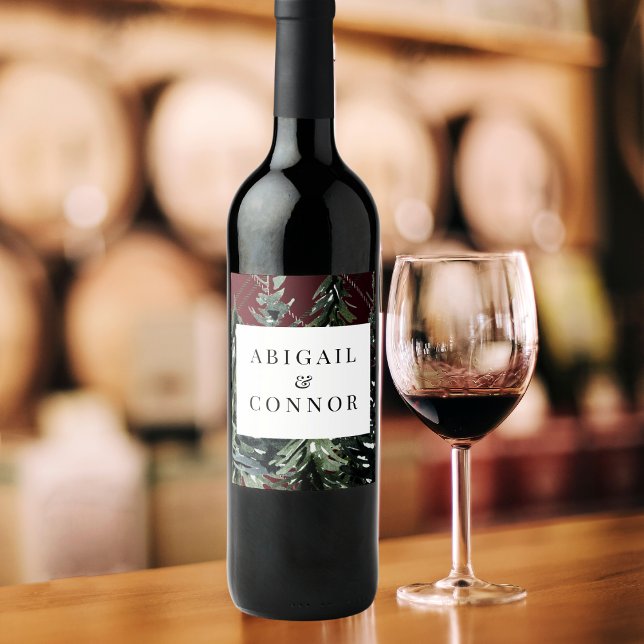 Rótulo De Garrafa De Cerveja Floresta russa Tartan Xadrez Vermelha Preta Verde  (Criador carregado)