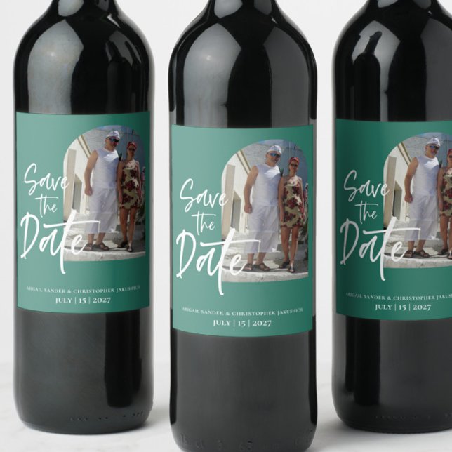 Rótulo De Garrafa De Cerveja Floresta Verde Foto Salve a data Convite (Criador carregado)