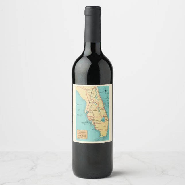 Rótulo De Garrafa De Cerveja Flórida - Mapa Boca Grande (Frente)