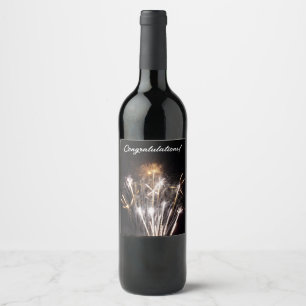 Rótulo De Garrafa De Cerveja Fogos de Artifício Brancos e Dourados II Celebraçã