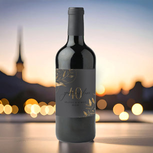 Rótulo De Garrafa De Cerveja Folha de Ouro 40º Aniversário Anos de Amor ID1169