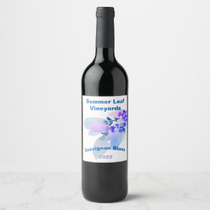 Rótulo De Garrafa De Cerveja Folha de Verão, Azul e Lavanda, Conjunto de 6 Etiq