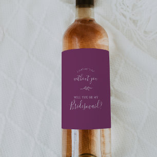 Rótulo De Garrafa De Cerveja Folha mínima Proposta da Berry Purple Bridesmaid